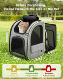 Pecute Cat Backpack Carrier Expandable , Foldable Pet Backpack for Cats & Small Dogs Up to 11lbs, with 4-Side Breathable Mesh, Multi-Entry & Lockable Zippers for Travel, Hiking, Camping - Hands Free,