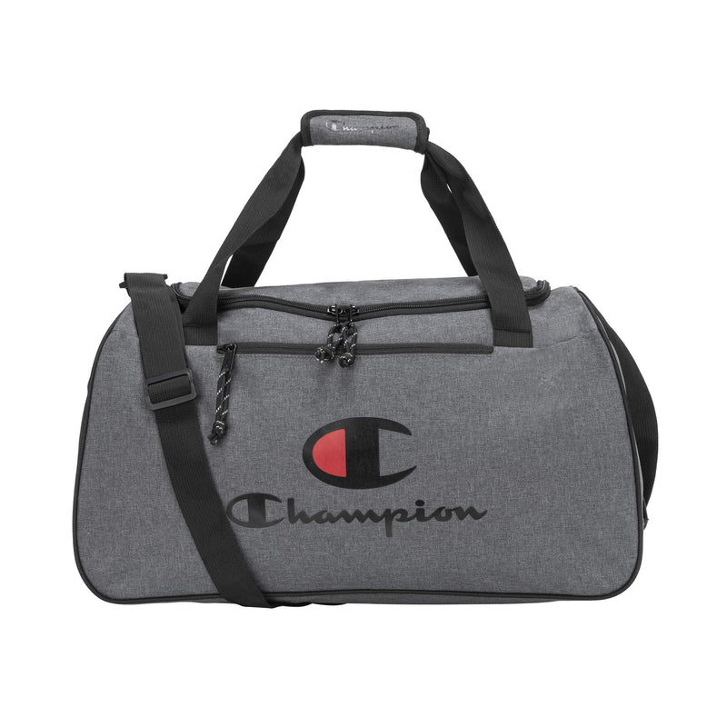 Champion Unisex Adult Logo Duffel Bags, Granite Heather/Scarlet, One Size US
