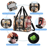 Colorful Dog Buffalo Plaid Snowflakes Christmas Travel Duffel Bags Travel Weekender Gear Bag with Toiletry Bag for Business Trips 2 Pcs Set