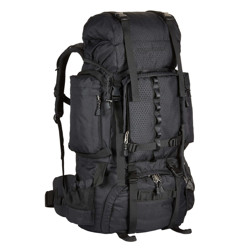 Amazon Basics Internal Frame Hiking Backpack, 75 Liters, Black