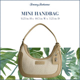 Tommy Bahama Hobo Bag, Women's Mini Handbag with Zip Closure and Woven Design, Tan/White