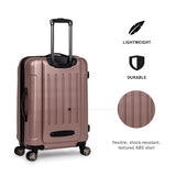 Kenneth Cole REACTION Renegade Luggage Expandable 8-Wheel Spinner Lightweight Hardside Suitcase, Rose Gold, 24-Inch Checked