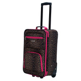 Rockland Fashion Softside Upright Luggage Set, Expandable,Lightweight,Telescopic Handle,Wheel, Pink Leopard, 2-Piece (14/19)