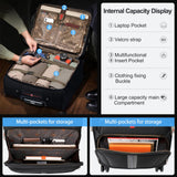 ROPLUS Underseat Carry-On Luggage Lightweight Rolling Tote Bag with 4 Spinner Wheels (Black, 16-Inch)