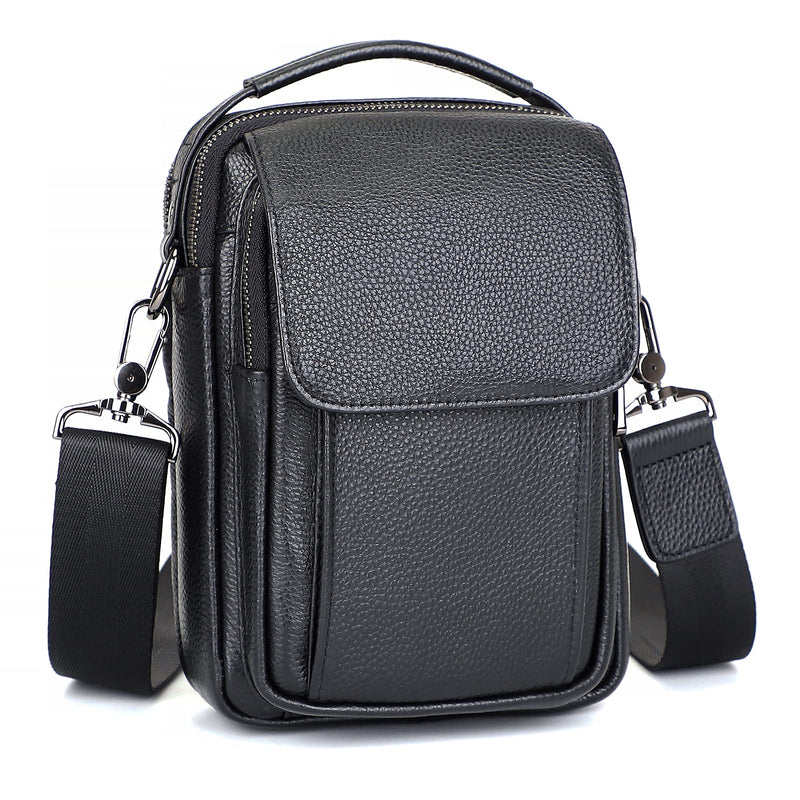 Augus 100% Genuine Leather Small Messenger Bag for Men - Crossbody Shoulder Sling Travel Daypack with Magnetic Buckle, Unisex Design for Daily Commute & Travel