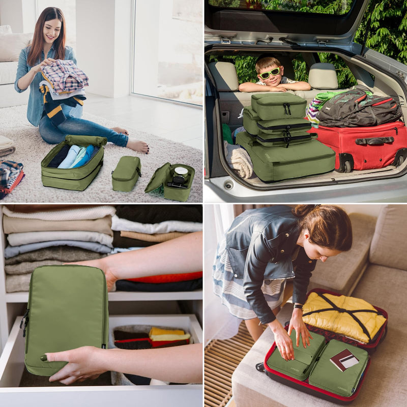 Velaybor 8 Set Compression Packing Cubes for Travel, Waterproof Luggage Organizers, Suitcase Organizer Set for Carry-On & Checked Baggage, Travel Accessories for Men & Women