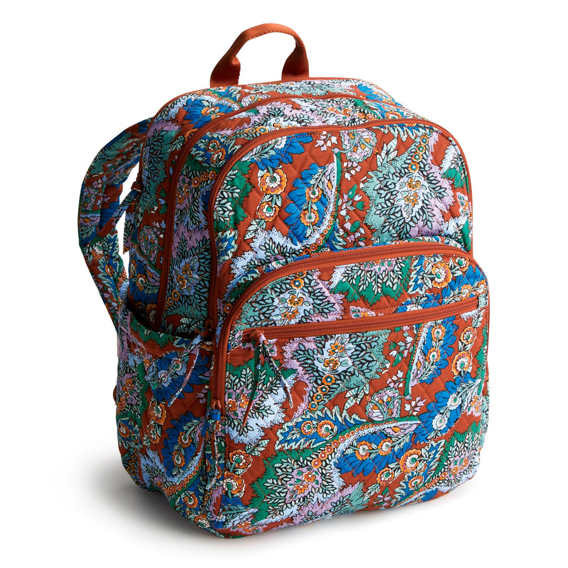 Vera Bradley Women's Premium Cotton Large Bancroft Backpack, Flowers + Feathers, One Size | Backpacks4Less