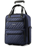 LUGGEX Underseat Carry On Luggage with Wheels, UDK Stylish Lightweight Under Seat Luggage, Soft Sided Personal Item Suitcase for Short Trip (UX-Core, Blue Black, 16 Inch)