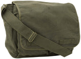 ARMYU Verde Oliva Original Lona de Algodón Pesado Clásico Bolso Militar Mensajero + Bandas Decorativas