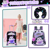 Inprof Kid's Luggage Set 5 Piece Suitcase Set 16' Hardside Spinner Wheels Girls Carry On Toddler Travel Rolling Airline Approved