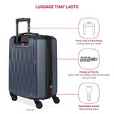 SwissGear 7272 Energie Hardside Expandable Luggage with Spinner Wheels, Navy, 3-Piece Set (19/24/27)