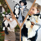 Chongker Stuffed Realistic Cat Plush Backpack, Soft Cat Shaped Backpack with Detachable Straps, Cute Purse Enough Room to Hold Keys, Wallet & Cosmetics, Ideal Gift for Girls,Black