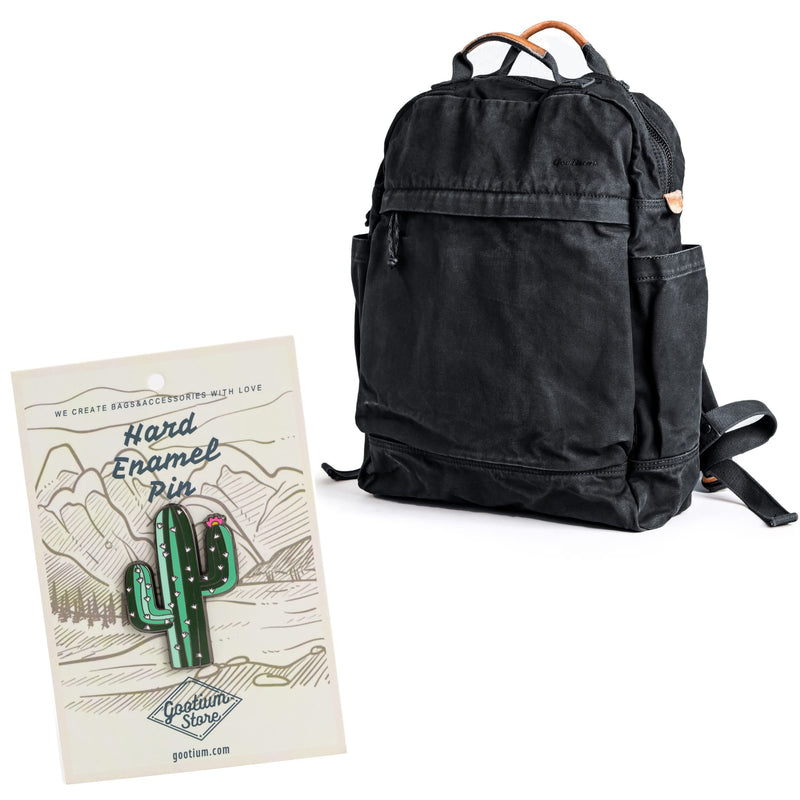 Gootium Canvas Backpack x Cactus Enamel Pin