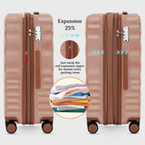 Rosamo 3 piece Luggage Set Expandable Suitcase 22x14x9 Airline Approved Carry on, ABS Hard Case Suitcases with Spinner Wheels, TSA Lock, (Pink, 3 Piece Sets(20/BP/TB))