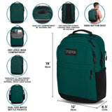 JanSport Landings Pack – Large Backpack with Soft Back Panel, Dual Water Bottle Pockets, 15-Inch Padded Laptop Compartment, Black