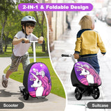 Baotree 2-in-1 Ride-On Scooter Suitcase, Scooter Luggage for Kids Ages 5-12, Foldable & Lightweight Carry with LED Light-Up Wheels