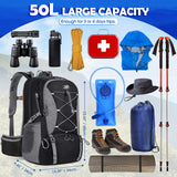 NUBILY 50L Hiking Backpack Waterproof Camping Backpack for Men Women with Rain Cover Lightweight Hiking Daypack Outdoor Travel Dackpack