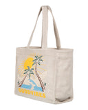Roxy Large Capacity Lightweight Causal Cotton Canvas Beach Tote Bag, Drink The Wave - Nautral
