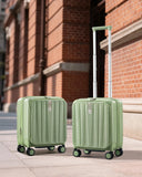 Hanke 16 Inch Expandable Under Seat Luggage with Wheels Top Opening Small Suitcase with Wheels Carry On Luggage Airline Approved Lightweight Hard Shell Suitcases for Weekender Overnight-Bamboo Green