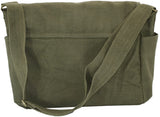 ARMYU Verde Oliva Original Lona de Algodón Pesado Clásico Bolso Militar Mensajero + Bandas Decorativas