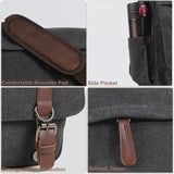 Canvas Messenger Bag for Men Women,Travel Satchel Shoulder bag 15.6 Inch Laptop Bags Business(Black-Upgrade)