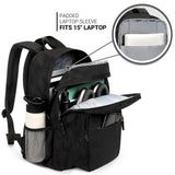 ZORFIN 26L Black Backpack for College, and Travel: Water Resistant Bookbag