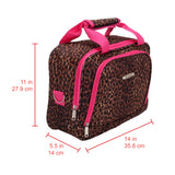 Rockland Fashion Softside Upright Luggage Set, Expandable,Lightweight,Telescopic Handle,Wheel, Pink Leopard, 2-Piece (14/19)