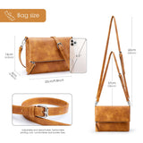 KALIDI Small Women's Shoulder Bags Vegan PU Leather Handbag Crossbody Shoulder Bag Anti-Theft Multiple Pockets with Adjustable Removable Shoulder Strap, Ginger, S