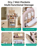 BAGSMART Travel Toiletry Bag with Removable Partition, Puffy Water-resistant Fabric Hanging Organizer for Full-Size Toiletries, Accessories, Black