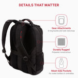 SwissGear 5505 Cecil 16” Laptop Backpack Black – Daily Laptop Bag with Gear Attachment Options – Multiple Organizer Pockets & Padded Shoulder Straps