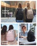 BAGSMART Travel Laptop Backpack, College Backpack for Women, Quilted Small Computer Bookbag, Water-Resistant 15.6 Inch Laptop Casual Bag, Black