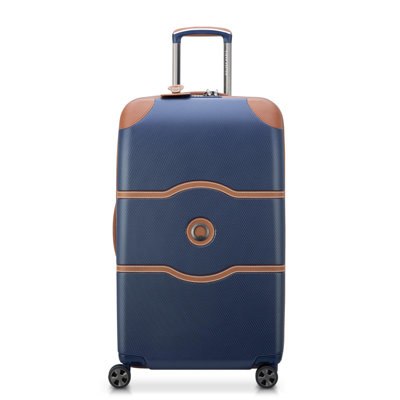 DELSEY PARIS Chatelet Air 2.0 Hardside Luggage Trunk with Spinner Wheels, Navy Blue, Checked-26 Inch