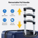 OLIXIS 24 Inch Luggage, Hardside Suitcase with Spinner Wheels, Lightweight ABS Hard Shell Checked Luggage, TSA Approved Lock, Expandable Medium Suitcase for Travel & Business–Blue