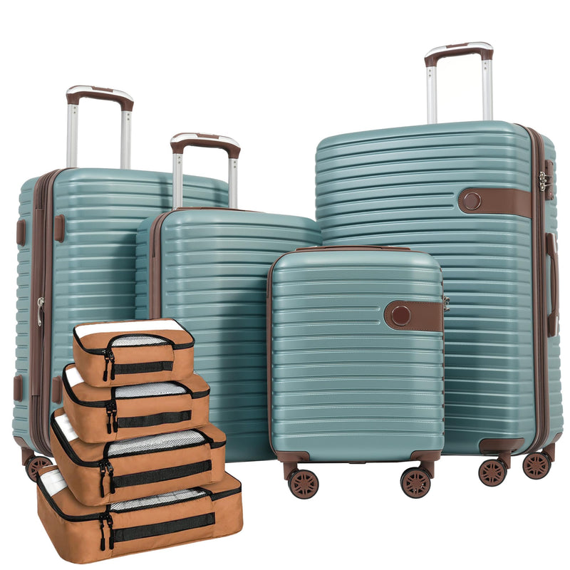 Merax 4 Piece Luggage Set, ABS Hard Shell Lightweight Expandable Travel Luggage with 4 Packing Cubes, TSA Lock and Spinner Wheels for Men Women, 16”20”24”28”, Blue