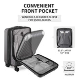 LEVEL8 Grace Expandable 20" Carry-On Luggage with 4 PC Organizer Packing Cubes - Grey, Carry-On 20-Inch