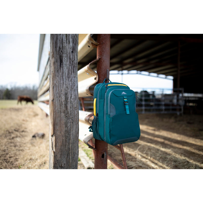 High Sierra Hi-Life 3-in-1 Convertible Backpack - Features Removable Daypack, Stack-It Strap, Adjustable Sternum Strap, Fleeced Pocket For Scratch Protection, Dual Water Bottle Pockets - Green/Yellow