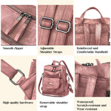 ROOSALANCE Backpack Purse for Women, Women Leather Back pack Purse Waterproof Anti-theft Shoulder Bags Handbags, Fashion Ladies Backpack for Daily Travel Work (Pink)