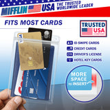 Mifflin-USA Passport & Card Holders (Clear, 4x6 inch, 10 Pack), Extra Large (XXL) ID Name Badge Holder, Waterproof Vertical Plastic Card Holders