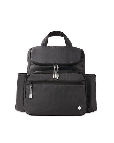 Skip Hop Diaper Bag Backpack with Portable Changing Pad Adjustable Pocket for 30 oz Tumblers 9 Total Pockets Insulated Packing Cubes Luggage Sleeve & Stroller Straps Fits a 14” Laptop Forma Next Black
