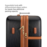 Badgley Mischka Grace 3 Piece Polycarbonate-ABS Expandable Retro Luggage Set (Black)