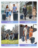 LIGHT FLIGHT Luggage Sets, 3 Piece Durable Suitcase Set with Spinner Wheels, 3 Pcs Hard Shell Lightweight Luggage with TSA Lock, Large Checked Travel Suitcases, 20/24/28 Inch,Blue/Brown