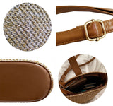 Women Straw Crossbody Bag Beach Handmade Rattan Shoulder Bags Hand Woven Leather Straps Straw Clutch Purse Vacation