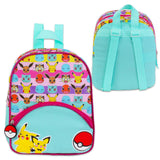 Nintendo Pokemon Mini Backpack Bundle - 11” Canvas Backpack with Front Pocket, Water Bottle, More | Pokemon Backpack Purse Set for Girls