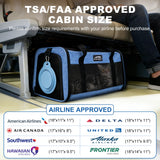 TSA Approved Pet Carrier for Kitten and Puppy, Cat Carrier Soft Fits Pets up to 13 lbs, Dogs Travel Bag with Bowl Foldable, Ideal for Travel, Car Rides, and Vet Visits (Blue, Cat Bowl Set)