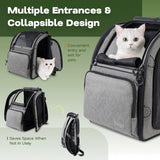 Tirige Premium Dog & Cat Carrier Backpack for Travel, Hiking & Vet Visits - Solid Durable Pet Backpack with Breathable Mesh, Safety Strap, Anti-Anxiety Curtain & Storage Pockets, Gray