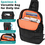 MoKo Small Sling Bag for Men, Mini Utility EDC Tatical Water-Resistant Crossbody Chest Shoulder Bag with RFID Blocking Card Slots for Sport Hiking Travel Work, Black
