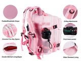 LHI Tactical Military Backpack for Men and Women 25L Army Assault Pack Bag Large Rucksack with Molle System-pink