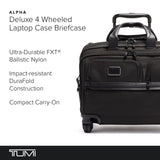 TUMI - Alpha Deluxe 4 Wheeled Laptop Case Brief - Laptop Bag with Wheels - Travel Briefcase with Expandable Design - Black