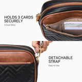 BOSTANTEN Quilted Crossbody Bags for Women Vegan Leather Purses Small Shoulder Handbags with RFID Blocking, Black with Brown