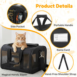 Simple Deluxe Airline-Approved Cat Carrier, 17" x 12" x 12", Soft-Sided Pet Carrier for Cats, Small Dogs, Kittens & Puppies up to 17 lbs, Durable & Collapsible Travel Carrier, Black